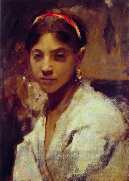 カプリルの少女の頭の肖像画 ジョン・シンガー・サージェント Oil Paintings